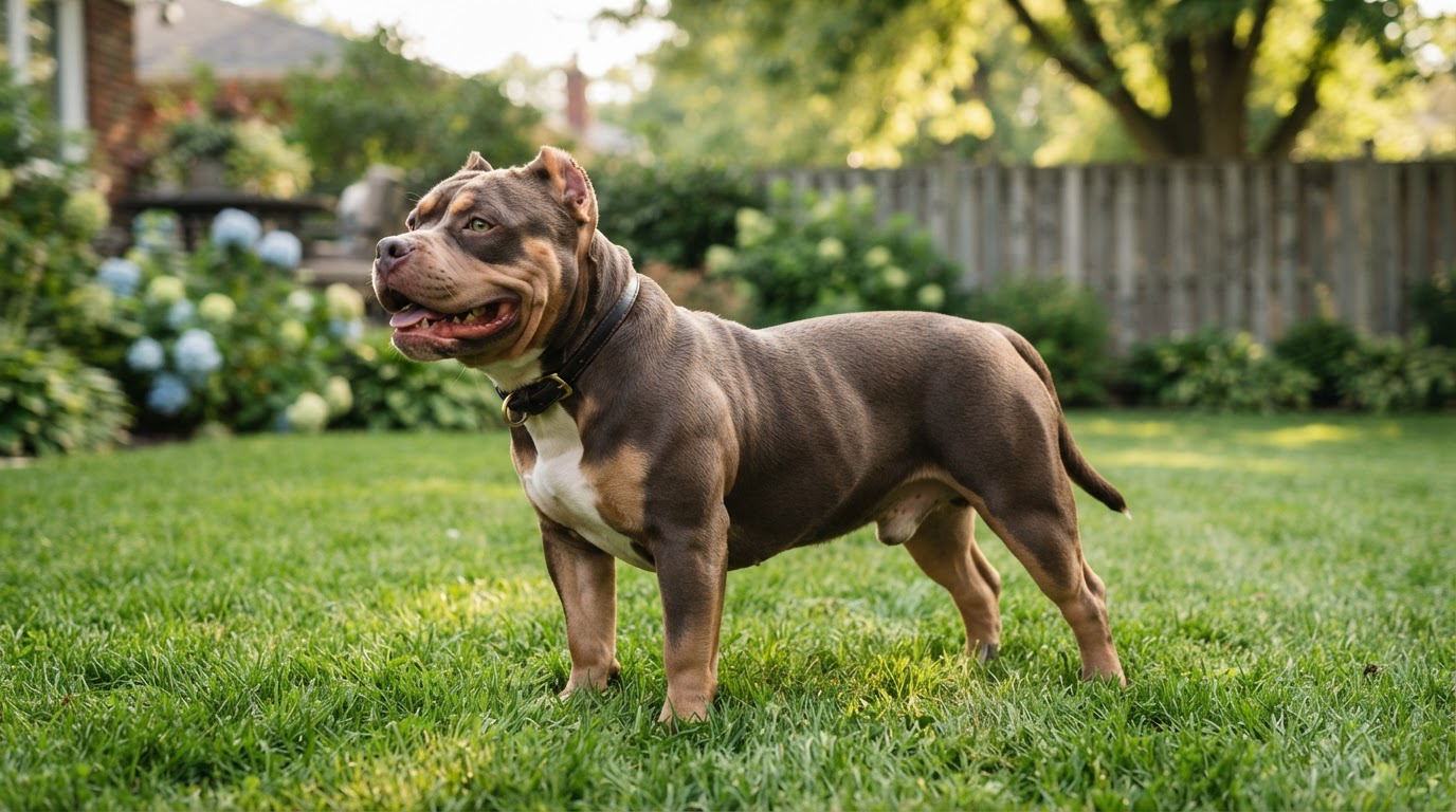 American Bully Pocket sur pelouse