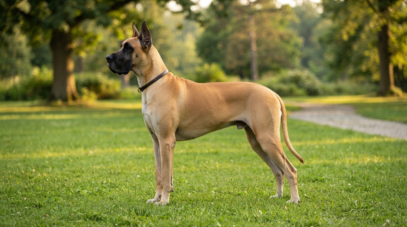 Dogue Allemand élégant sur pelouse