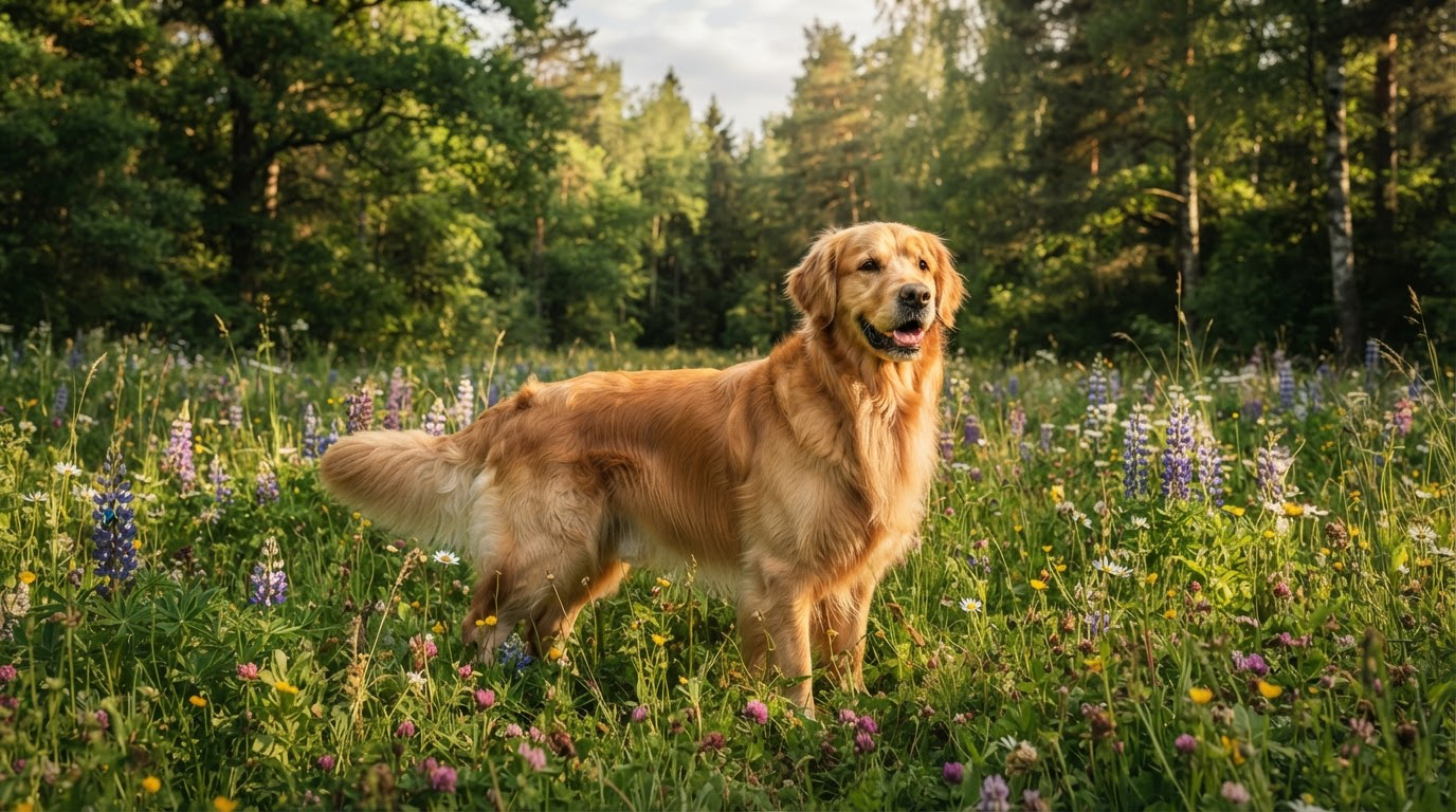 Grand chien en pleine santé dans la nature