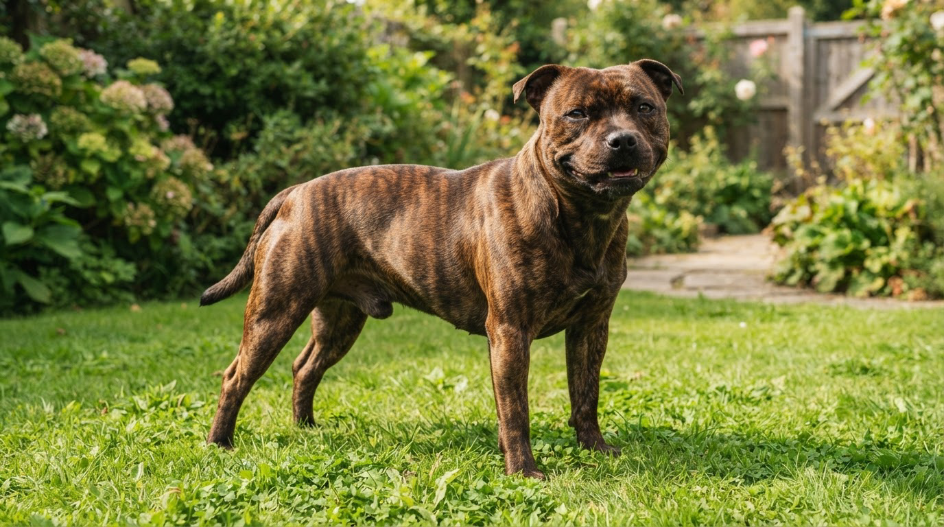 Staffordshire Bull Terrier sur pelouse