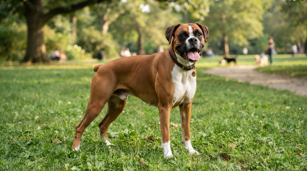 Boxer joueur sur pelouse