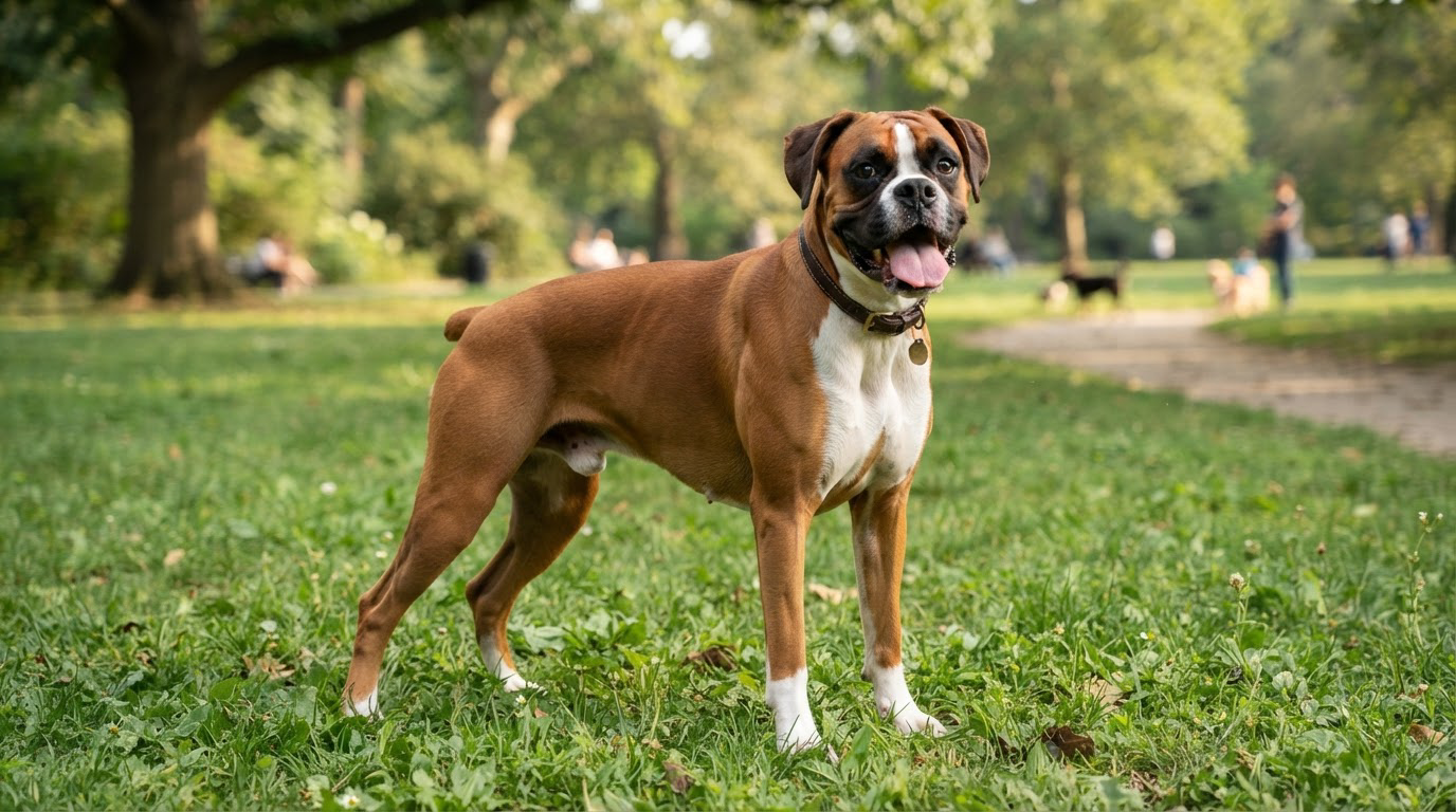 Boxer joueur sur pelouse