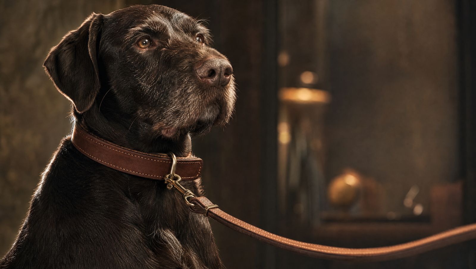 Collier & Laisse en Cuir pour Chien