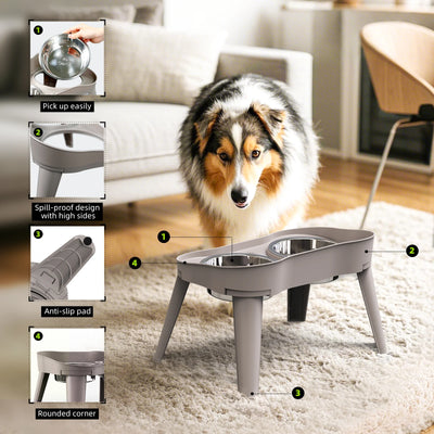Gamelle Surélevée Chien Pastel Antidérapante Bols Inox M L XL