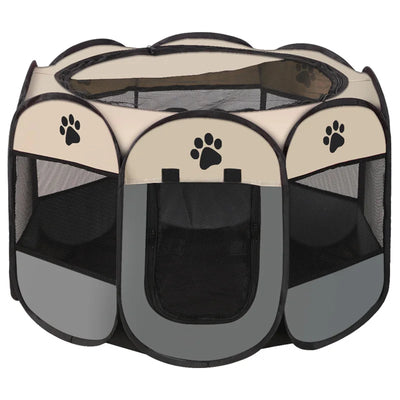 Parc pour Chien Octogonal Portable Tissu Oxford Fermeture Éclair