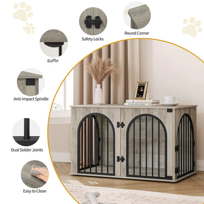 Meuble Cage Chien 100 cm 3 Portes Table d'Appoint