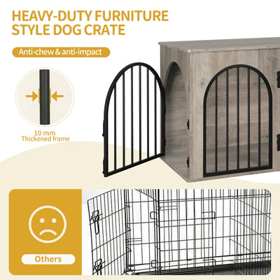Meuble Cage Chien 100 cm 3 Portes Table d'Appoint