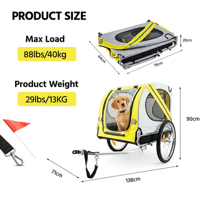 Remorque Vélo Pliable pour Chien Charge 45 kg