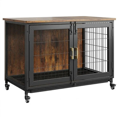 Cage Meuble en Bois Robuste pour Chien Jusqu'à 30 kg