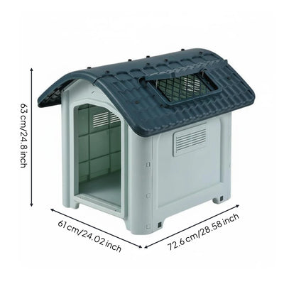 Niche Chien en Plastique Extérieur Toit Bleu Ventilée