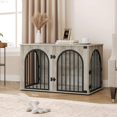 Meuble Cage Chien 100 cm 3 Portes Table d'Appoint