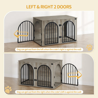 Meuble Cage Chien 100 cm 3 Portes Table d'Appoint