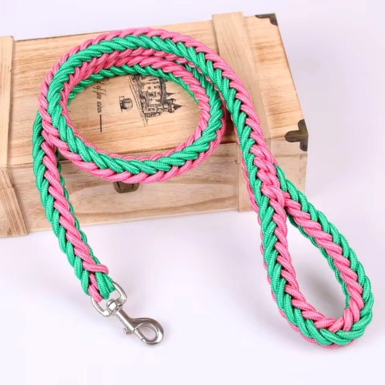 COLLIER + LAISSE "PINK & GREEN ARMY"