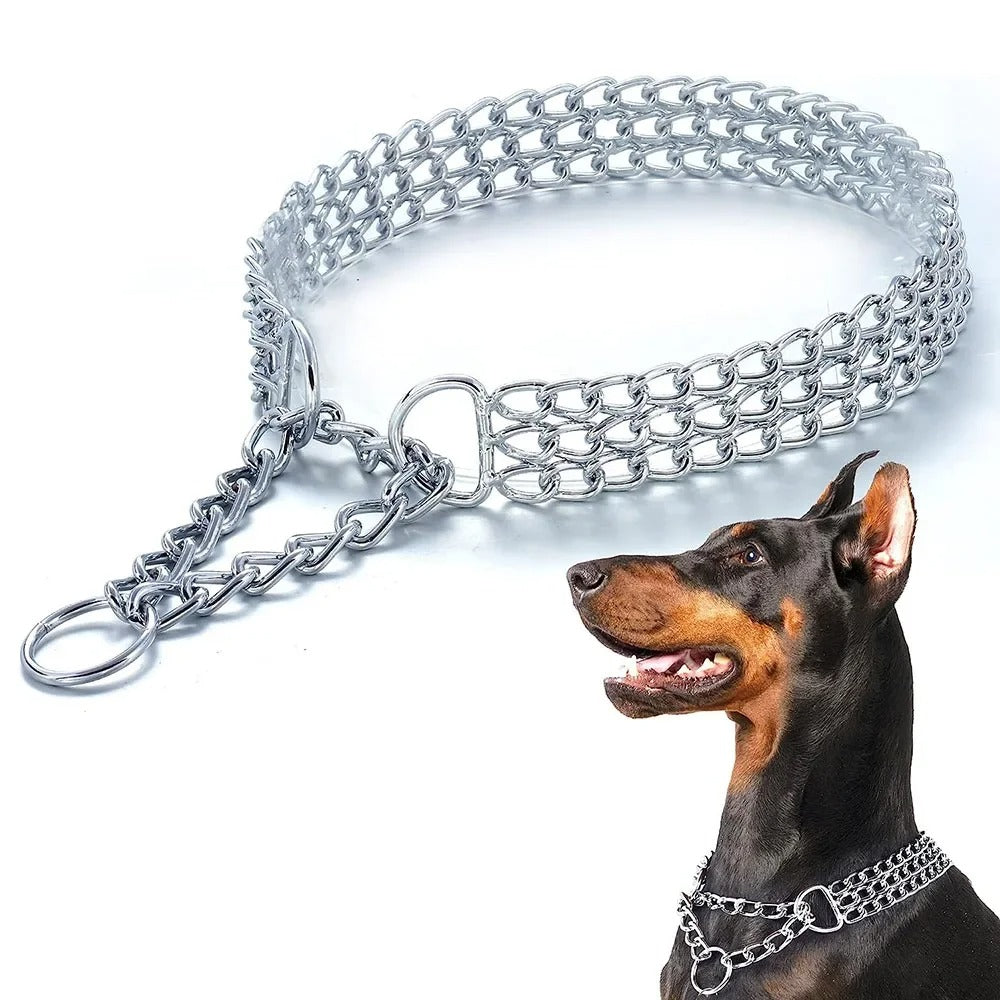 Collier de dressage 3 rangées en métal pour chien
