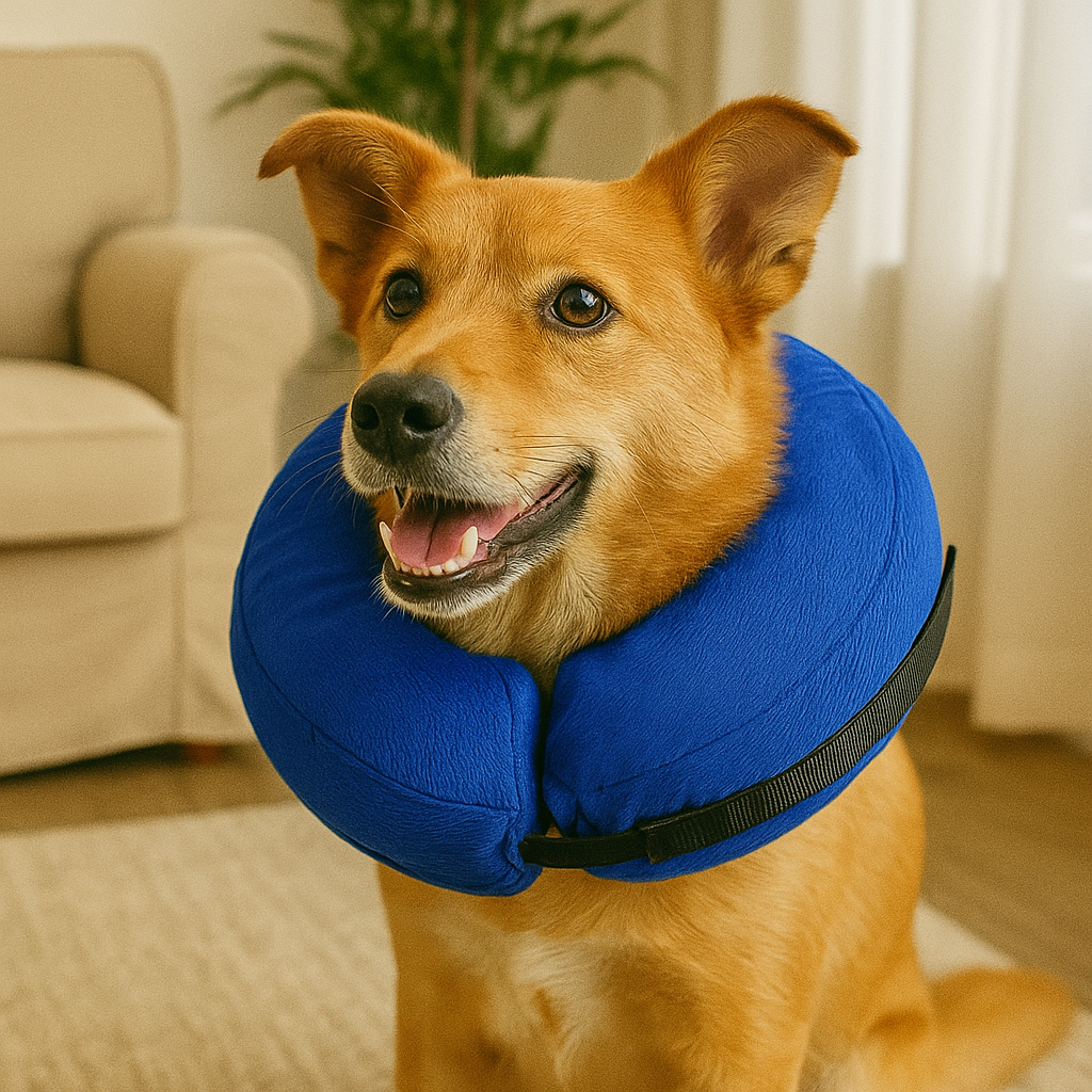 https://cdn.shopify.com/s/files/1/0763/9767/4819/files/Collier_de_protection_gonflable_le_portant_dans_un_salon.png?v=1746202330