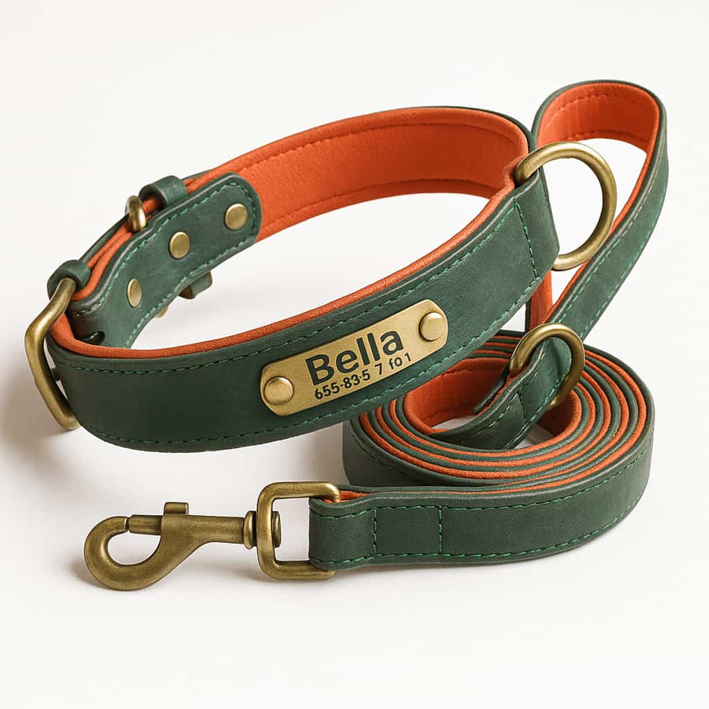 Set Collier Laisse Cuir Gros Chien