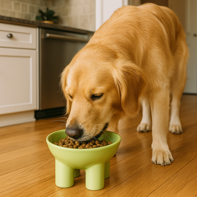 https://cdn.shopify.com/s/files/1/0763/9767/4819/files/Gamelle_chien_sur_lev_e_vert_pale_golden_dans_une_cuisine_entrain_de_manger_ses_croquettes.png?v=1744211807