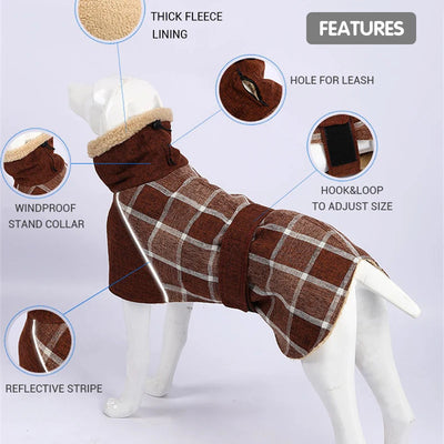 Manteau Carreaux Réfléchissant Hiver Gros Chien
