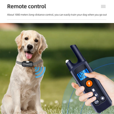 Collier Électrique de Dressage 1000 m Étanche Rechargeable Chien