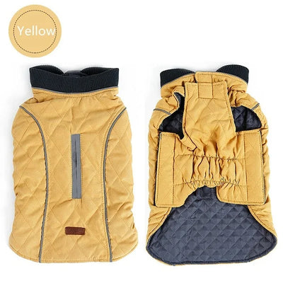 Manteau Rétro Matelassé Col Côtelé Grand Chien