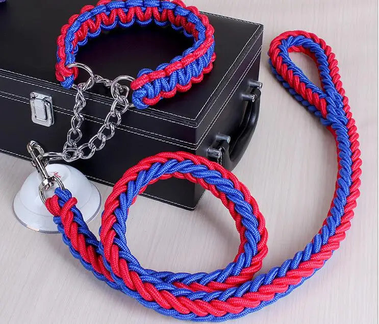 COLLIER + LAISSE "BLUE & RED ARMY" - Gros-Chien.com