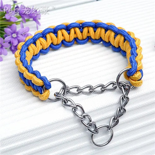 COLLIER + LAISSE "BLUE & YELLOW ARMY" - Gros-Chien.com
