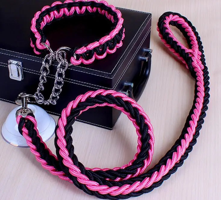 COLLIER + LAISSE "BLACK & PINK ARMY" - Gros-Chien.com