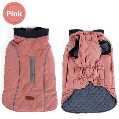 Manteau Rétro Matelassé Col Côtelé Grand Chien