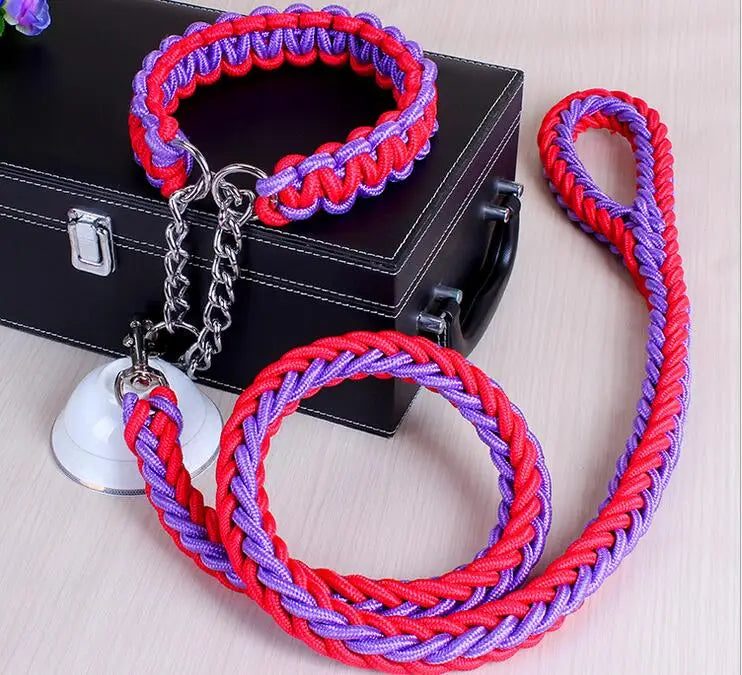 COLLIER + LAISSE "RED & PURPLE ARMY" - Gros-Chien.com