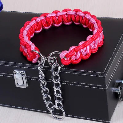 COLLIER + LAISSE "RED & PINK ARMY" - Gros-Chien.com