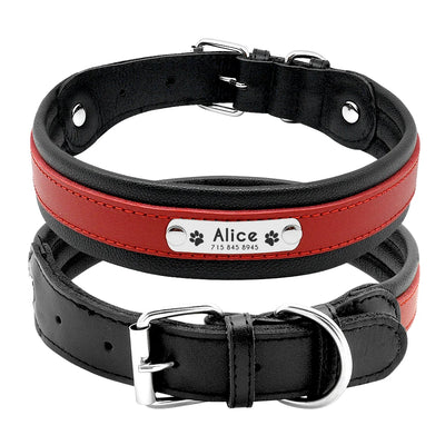 Collier Personnalisé Cuir Rembourré Plaque d'Identification Grand Chien