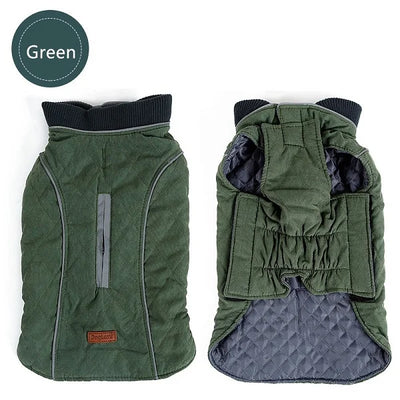 Manteau Rétro Matelassé Col Côtelé Grand Chien