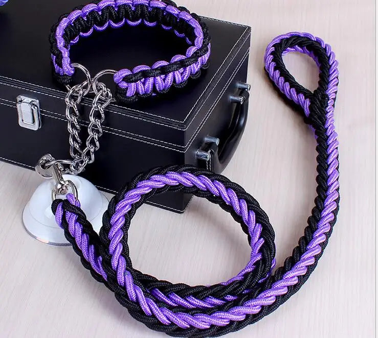 COLLIER + LAISSE "BLACK & PURPLE ARMY" - Gros-Chien.com