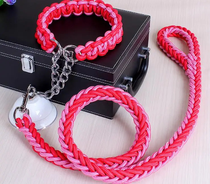 COLLIER + LAISSE "RED & PINK ARMY" - Gros-Chien.com