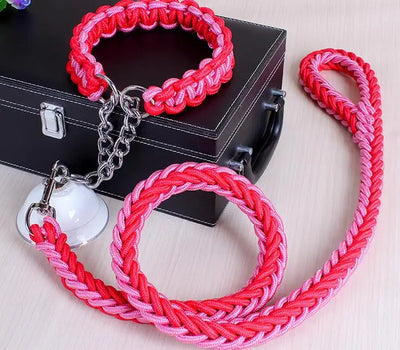 COLLIER + LAISSE "RED & PINK ARMY" - Gros-Chien.com