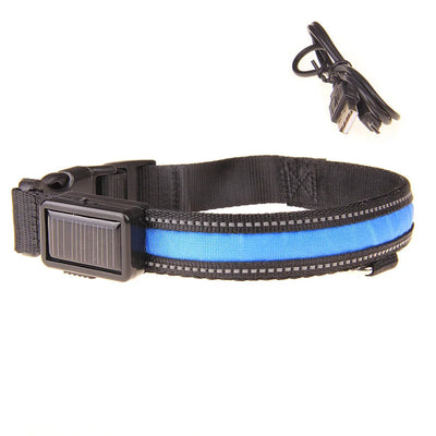 Collier Lumineux LED Solaire et USB Réfléchissant Chien