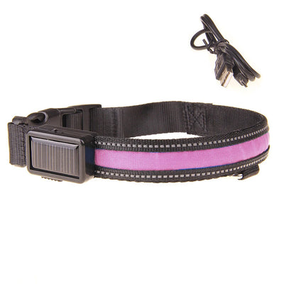 Collier Lumineux LED Solaire et USB Réfléchissant Chien