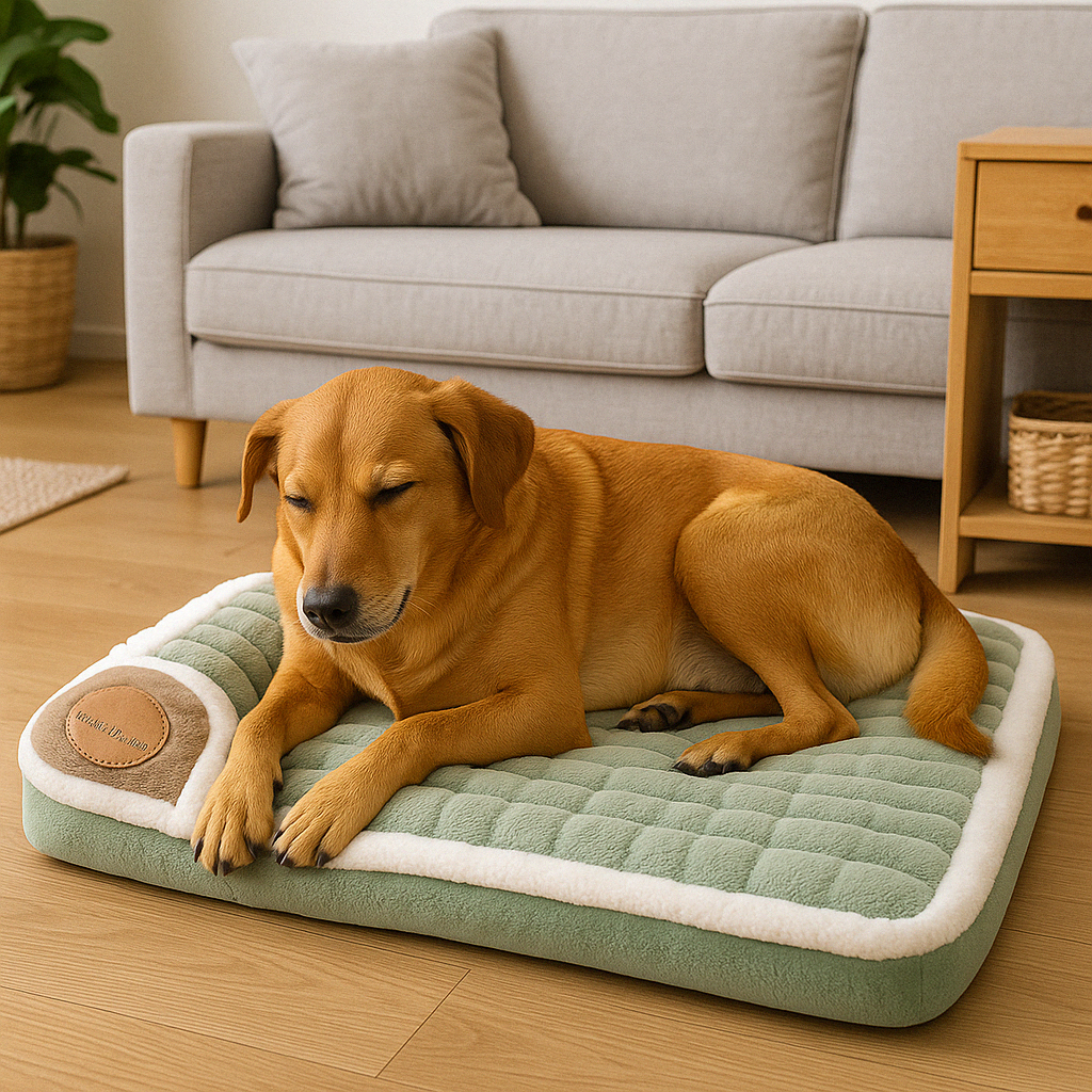 https://cdn.shopify.com/s/files/1/0763/9767/4819/files/Lit_apaisant_pour_chien_vert_avec_chien_qui_dort_dessus.png?v=1744818611