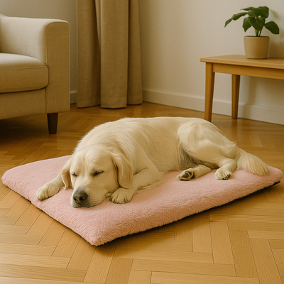 https://cdn.shopify.com/s/files/1/0763/9767/4819/files/Lit_original_pour_chien_rose_labrador_qui_dort_dessus_dans_un_salon.png?v=1744812954