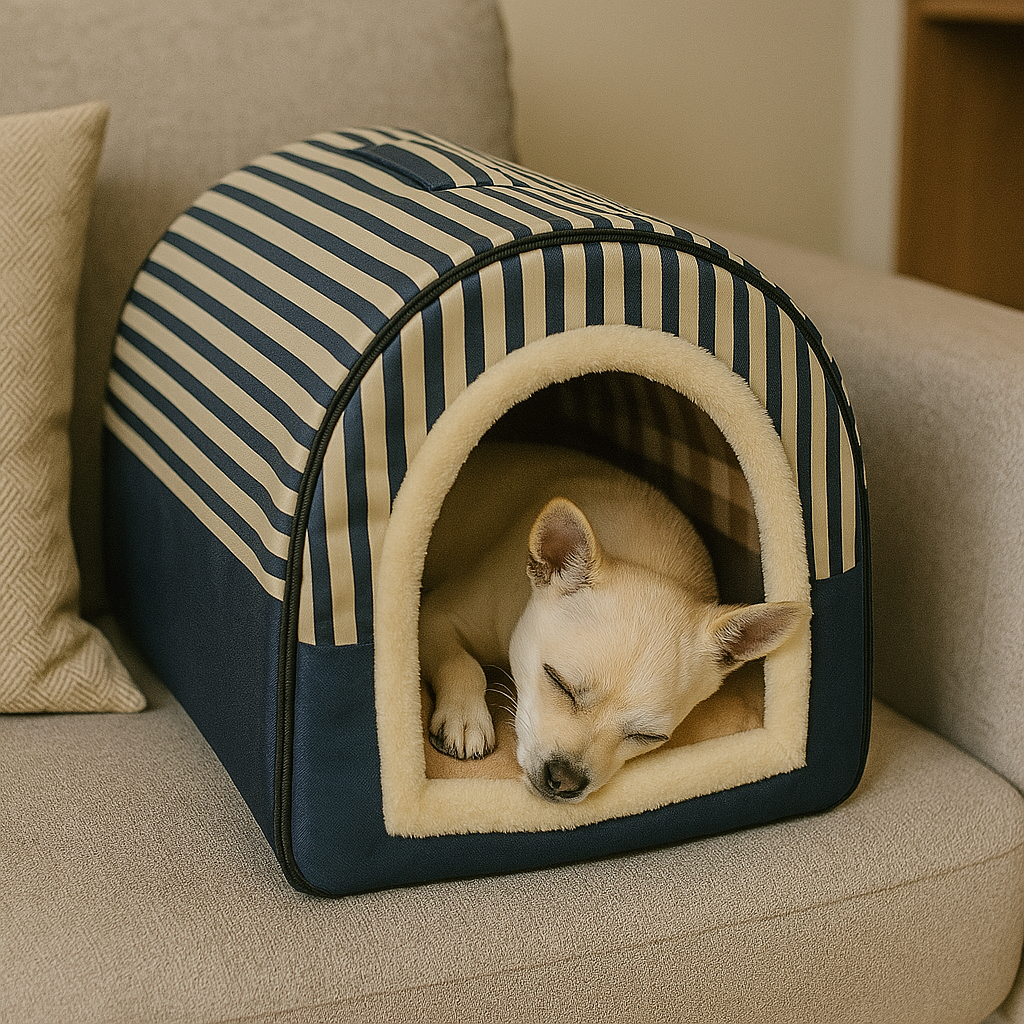 https://cdn.shopify.com/s/files/1/0763/9767/4819/files/Niche_d_interieur_pour_chien_bleue_et_blanche_avec_chien_qui_dort.png?v=1744297100