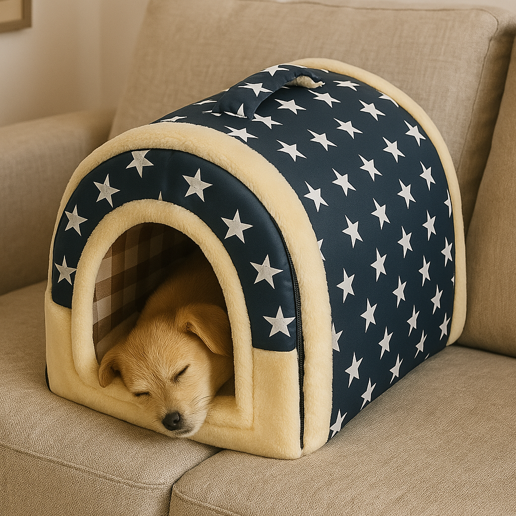 https://cdn.shopify.com/s/files/1/0763/9767/4819/files/Niche_d_interieur_pour_chien_etoiles_avec_chiot_qui_dort_dedans.png?v=1744296181