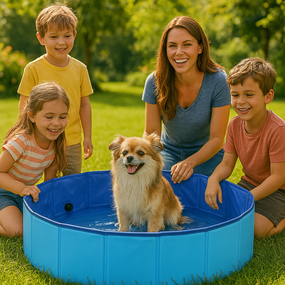 https://cdn.shopify.com/s/files/1/0763/9767/4819/files/Piscine_pour_chien_en_plastique_dur_bleu-avec-sa-famille-autour.png?v=1744043207