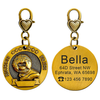 Médaille Cuivrée Gravée Silhouette de Race pour Chien