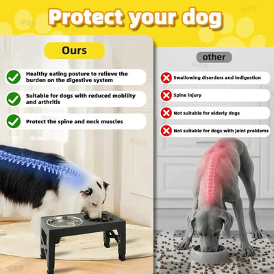 Gamelle Surélevée Chien Réglable 5 Hauteurs Double Bol Inox