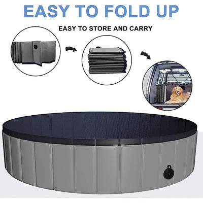 Piscine pour Chien Grande Taille 160 cm PVC Gris