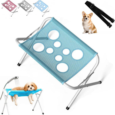 Hamac de Toilettage Pliable en Maille sur Pieds, Petit Chien