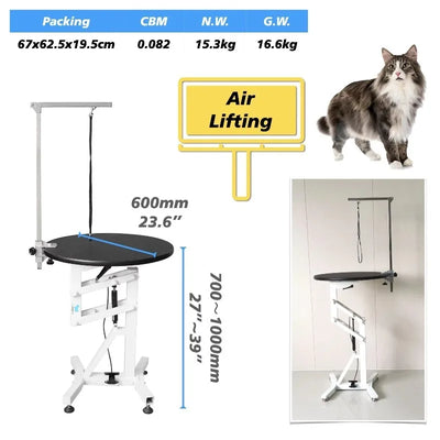 Table de Toilettage Ronde Pneumatique Rotative Inox pour Chien