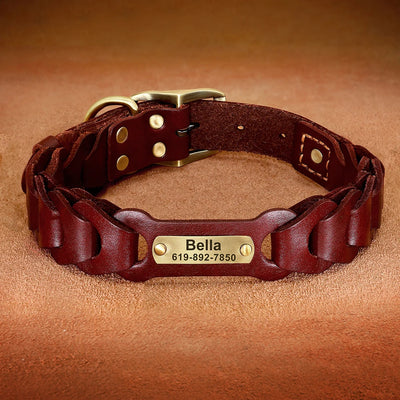 Collier Cuir Personnalisé Gravé Pitbull
