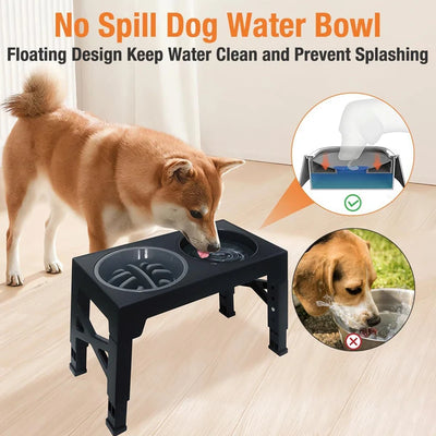 Gamelle Surélevée Chien 4 Hauteurs Bol Lent Eau Flottante