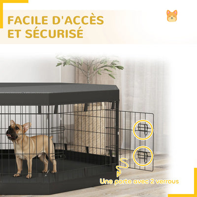 Parc pour Chien Intérieur PawHut 8 Panneaux Pliables Acier